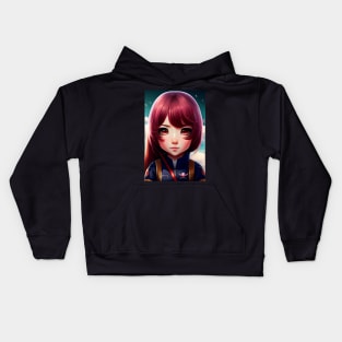 Anime Girl with lovely chibi eyes Kids Hoodie